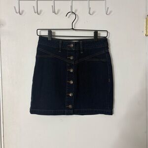 PacSun Dark Blue Button-Front Denim Mini Skirt 100% Cotton NWOT